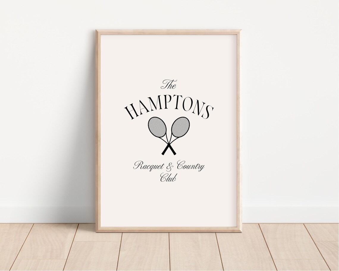 The Hamptons Racquet Country Club Tennis Crossed Racquets Poster - Image 2