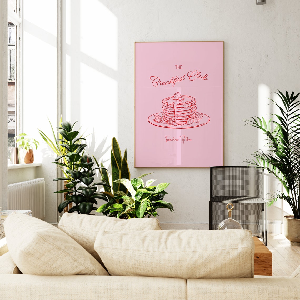 The Breakfast Club Pancake Stack Pink Trendy Kitchen Print Decor - Image 2