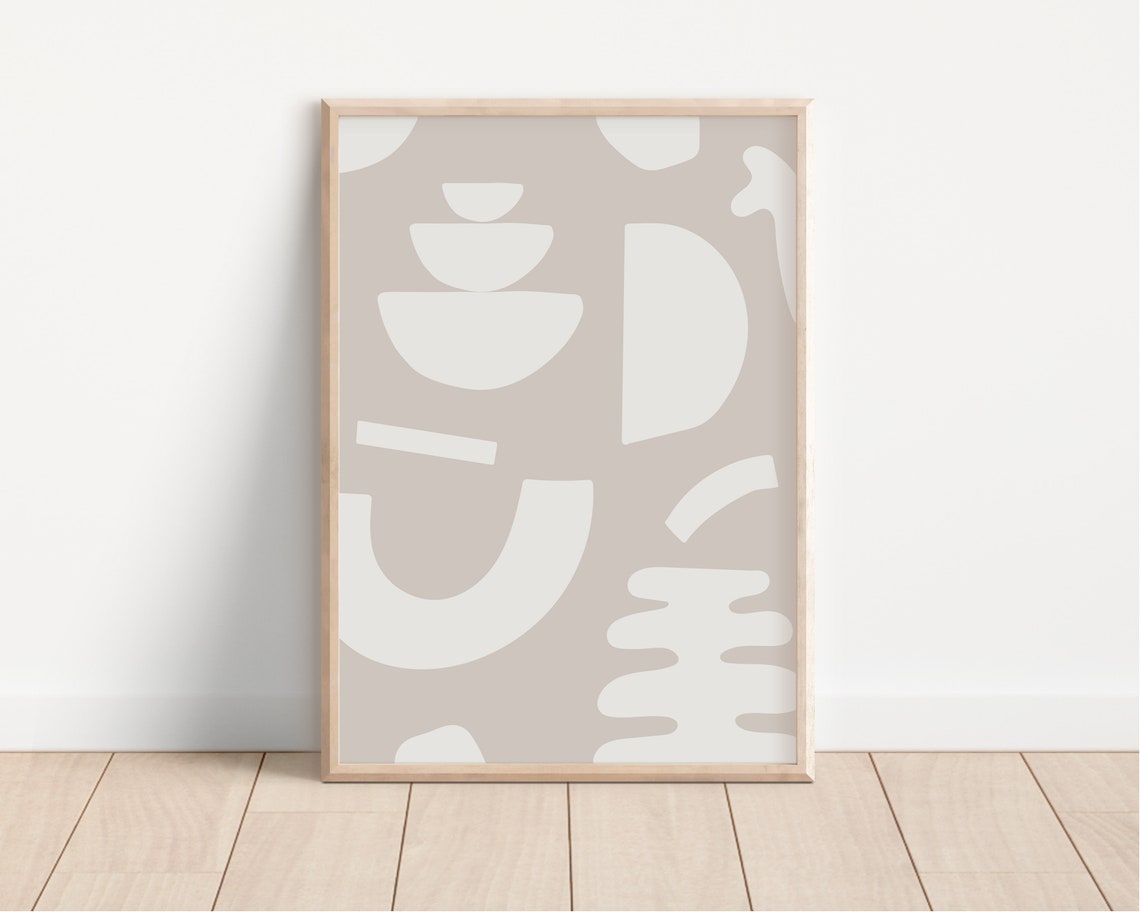 Neutral Abstract Beige Organic Shapes Modern Minimalist Art Poster - Image 3