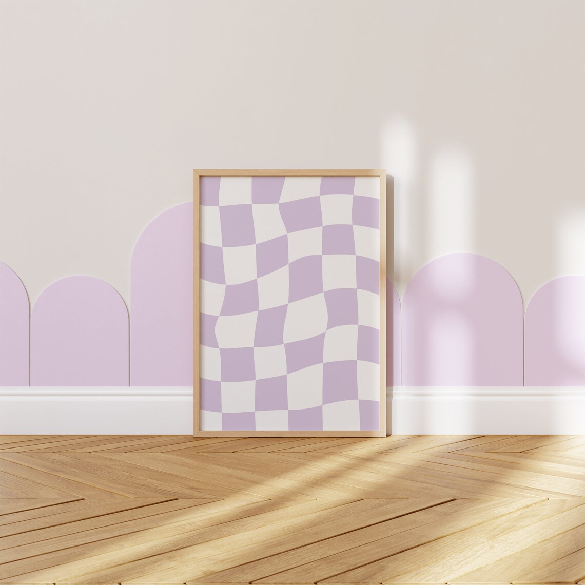 Lilac Checkered Checkerboard Wall Art, Trendy Poster - Image 2