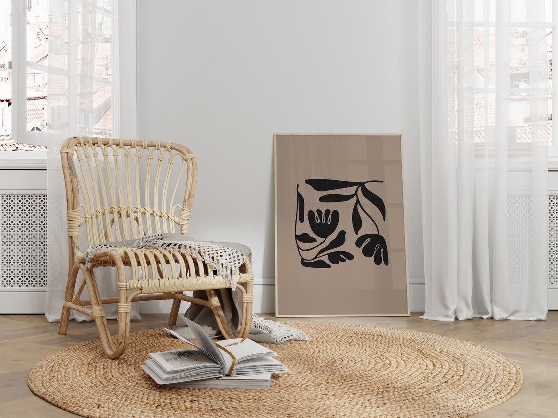 Taupe Black Botanical Cutout Matisse Style Neutral Art Print - Image 2