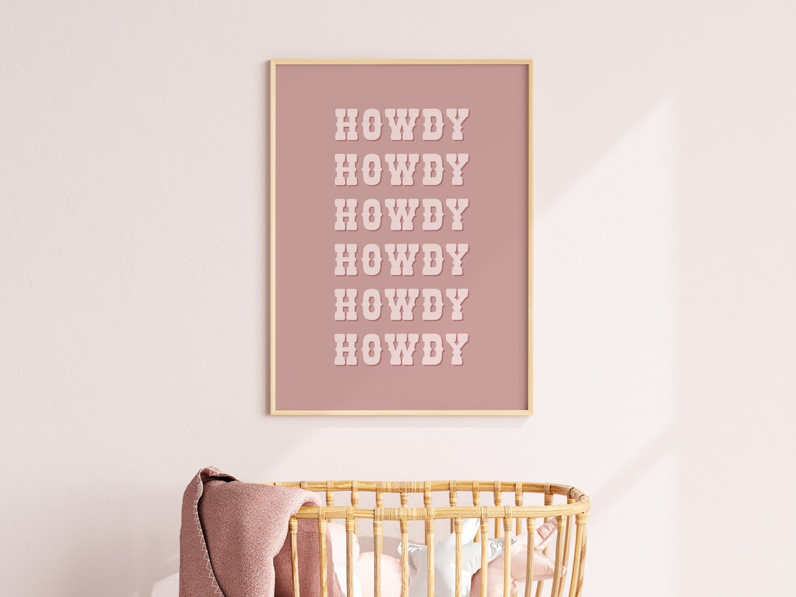 Howdy Nursery Print Cowgirl Western Wall Art Pink Nursery Wall Art Western Nursery Print Cowgirl Wall Art Wall Art - Image 2