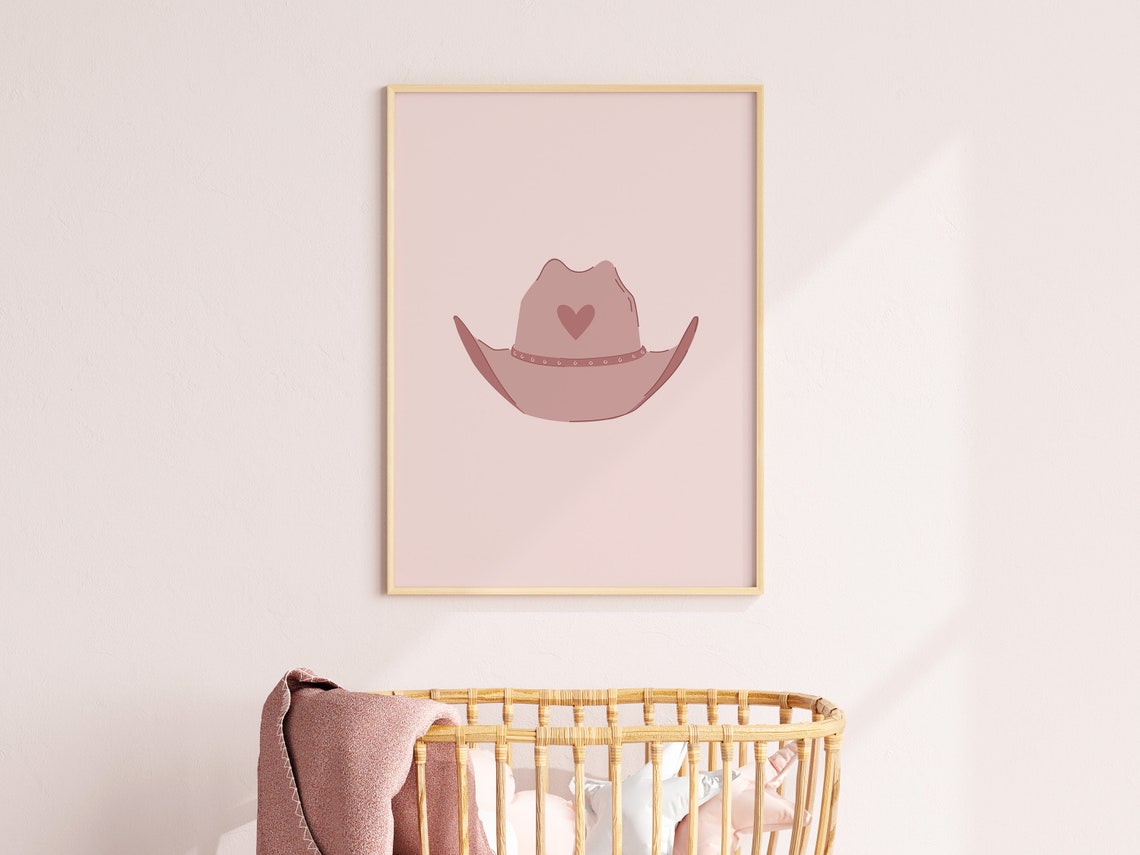 Cowgirl Hat Nursery Print Cowgirl Western Wall Art Pink Nursery Wall Art Western Nursery Print Cowgirl Wall Art Wall Art - Image 4