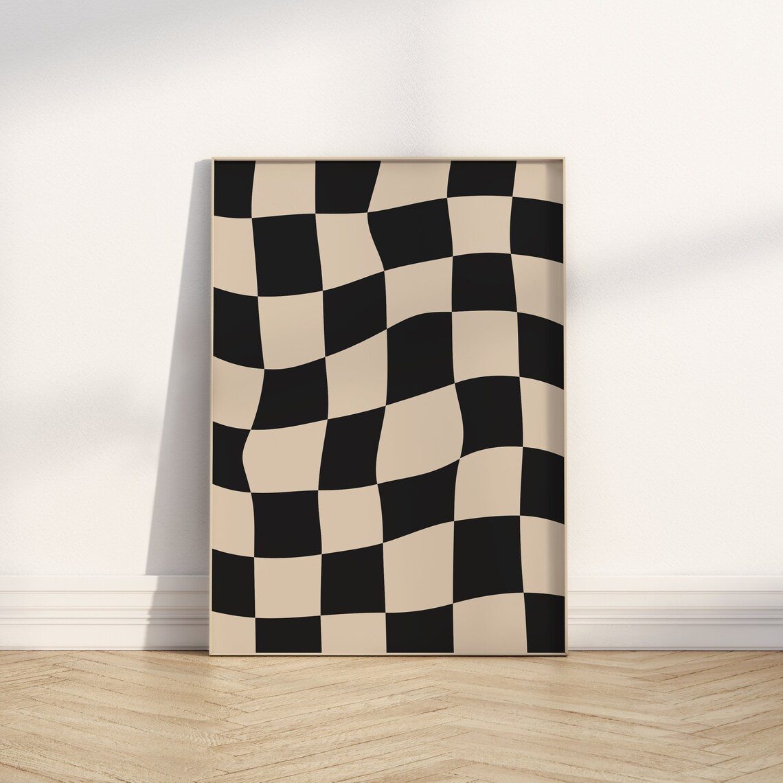 Neutral Beige Checkered Print, Checkerboard Art Print - Image 4