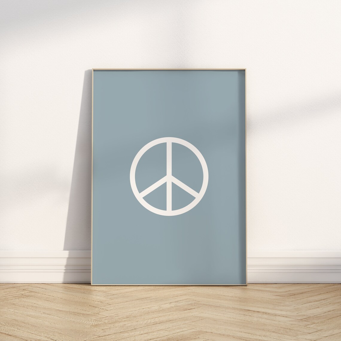 Dusty Blue Peace Sign Poster Boys Nursery Minimalist Playroom Art Design
