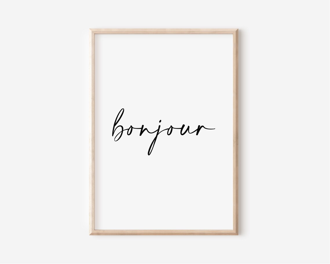 Bonjour French Quote Poster, Gallery Wall Art
