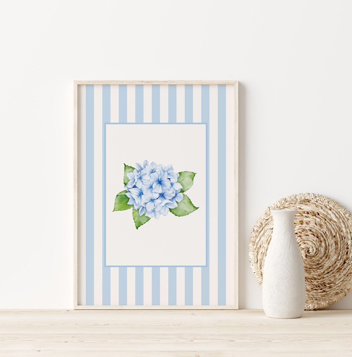 Blue Hydrangea Print, Watercolour Coastal Wall Art - Image 4