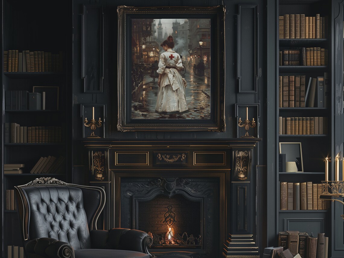 Dark Academia Traveling Woman Victorian Portrait Art Print - Image 2