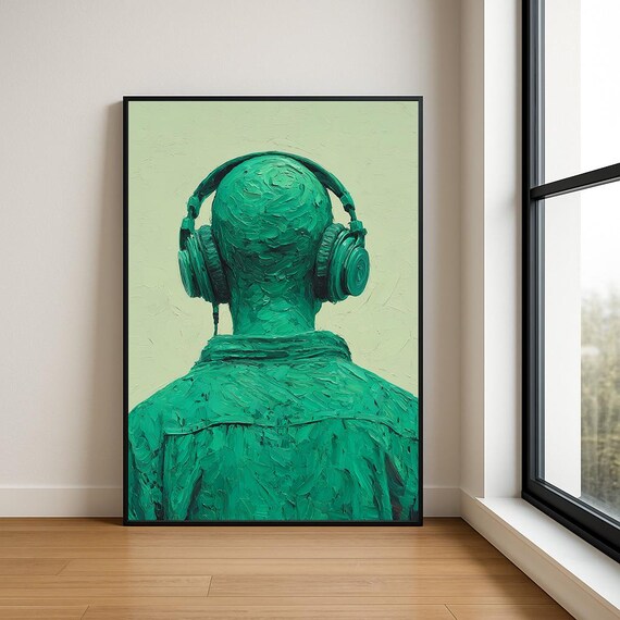 Music Lover Wall Art Print Textured Musician Abstract Oil Painting