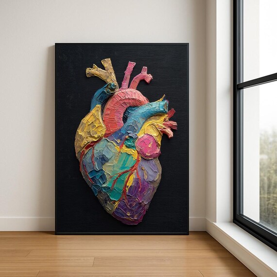 Luxury Colourful Abstract Heart Oil Painting