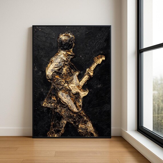 Music Lover Wall Art Print Textured Musician Abstract Oil Painting