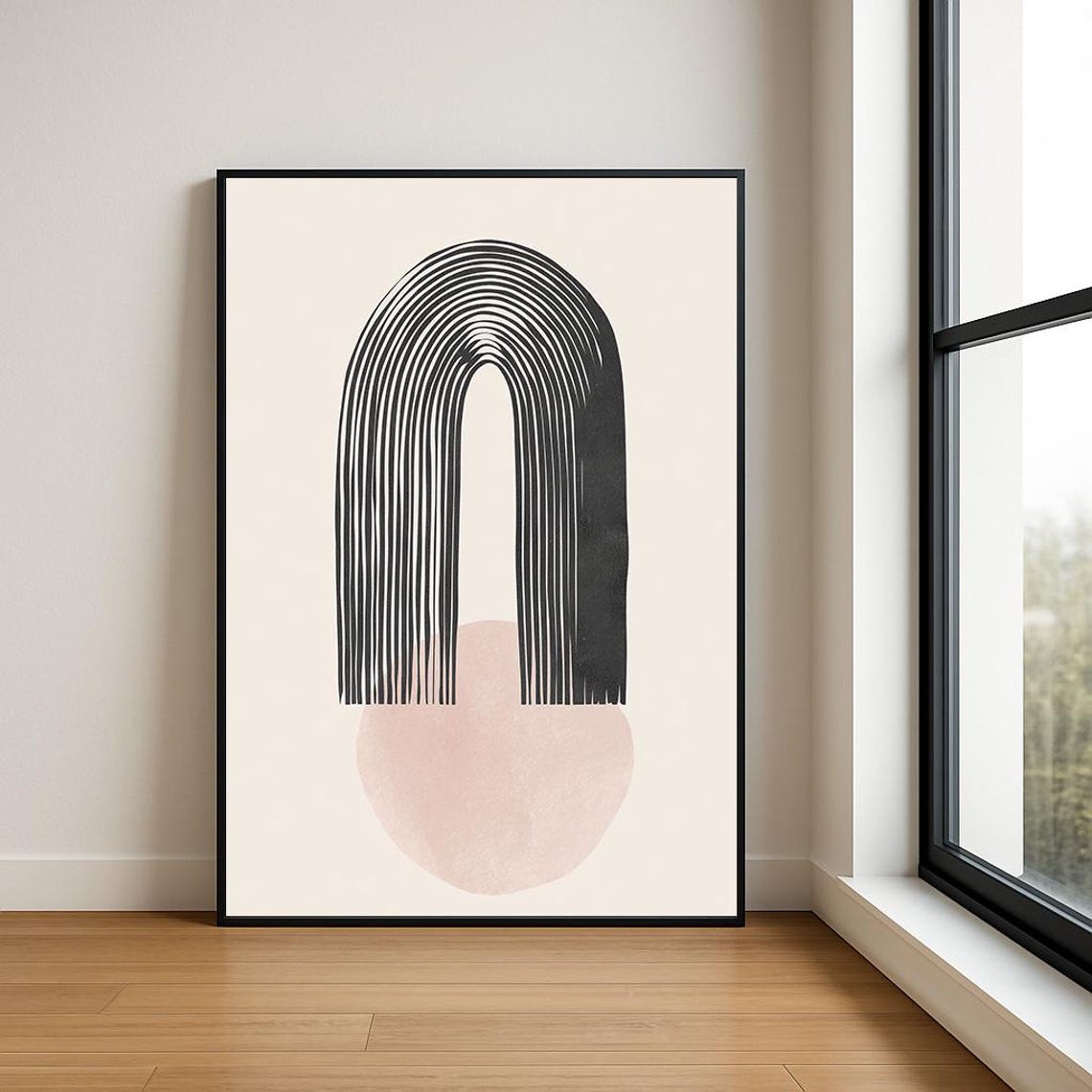 Minimalist Black Arch Line Abstract Modern Boho Style Wall Art
