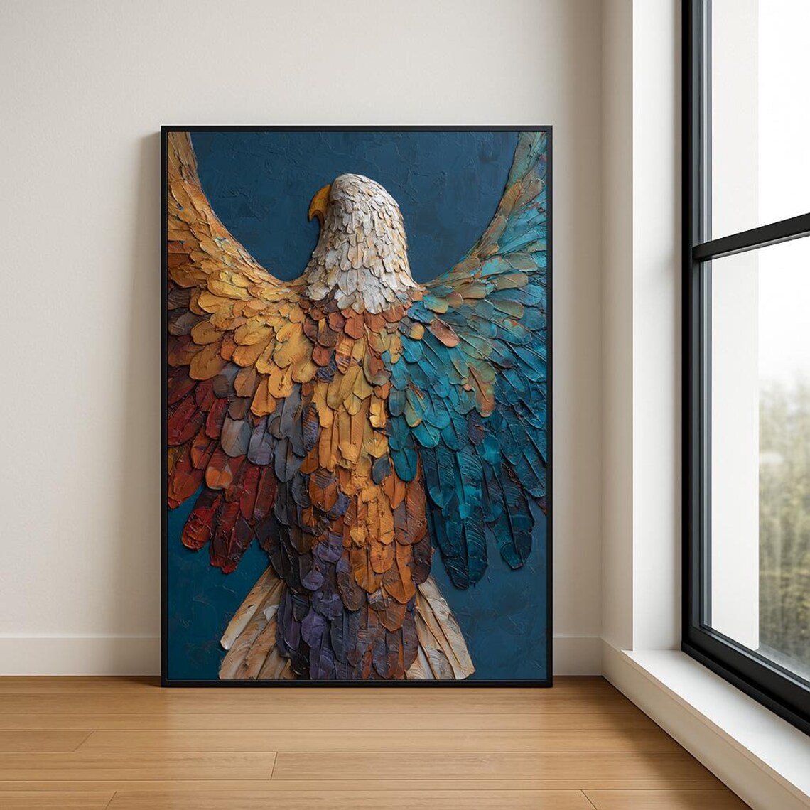 Bald Eagle Wings Spread Impasto Oil Painting Wildlife Art Poster
