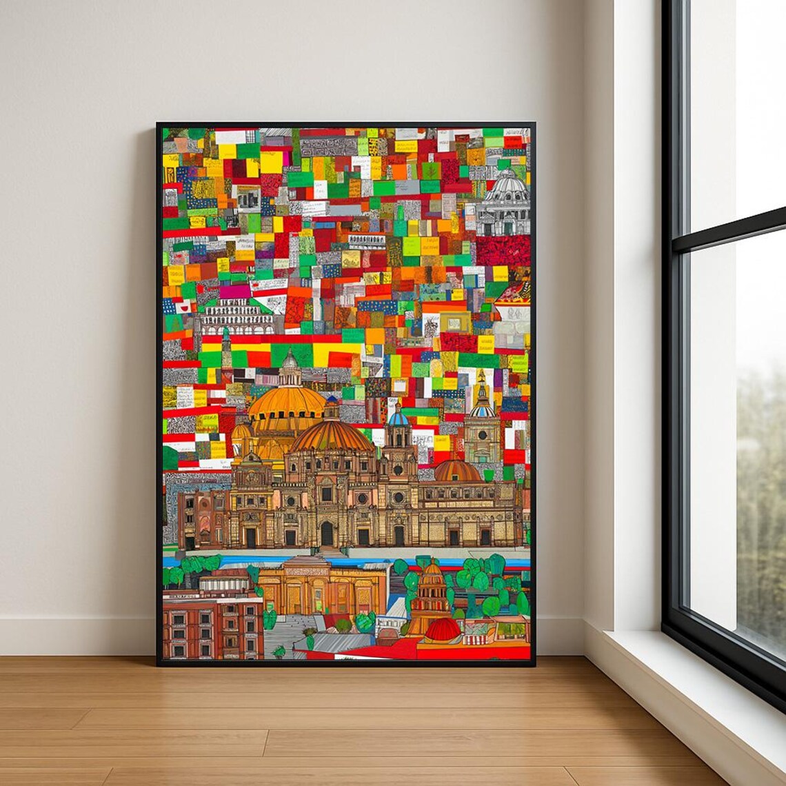 Rome Italy Landmarks Mosaic Collage Colorful Abstract City Art Poster