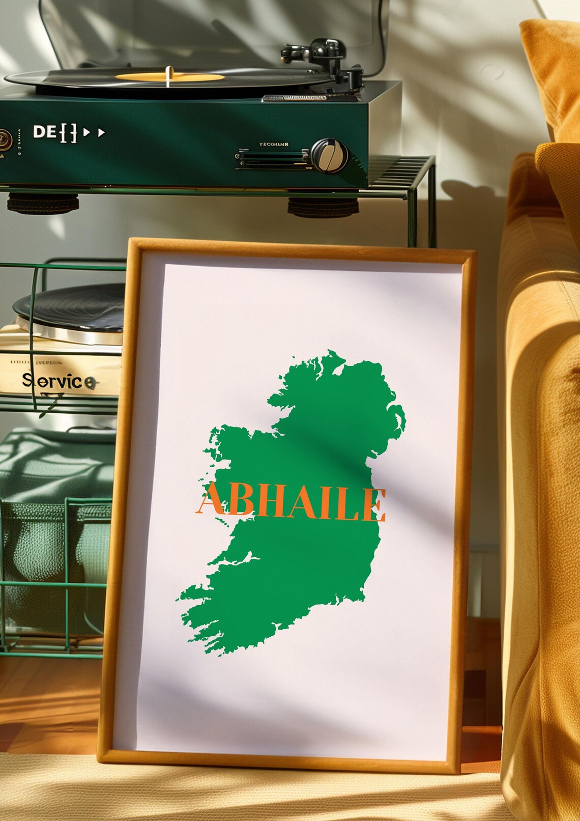 Abhaile Ireland Map Green Irish Homeland Typography Art Print