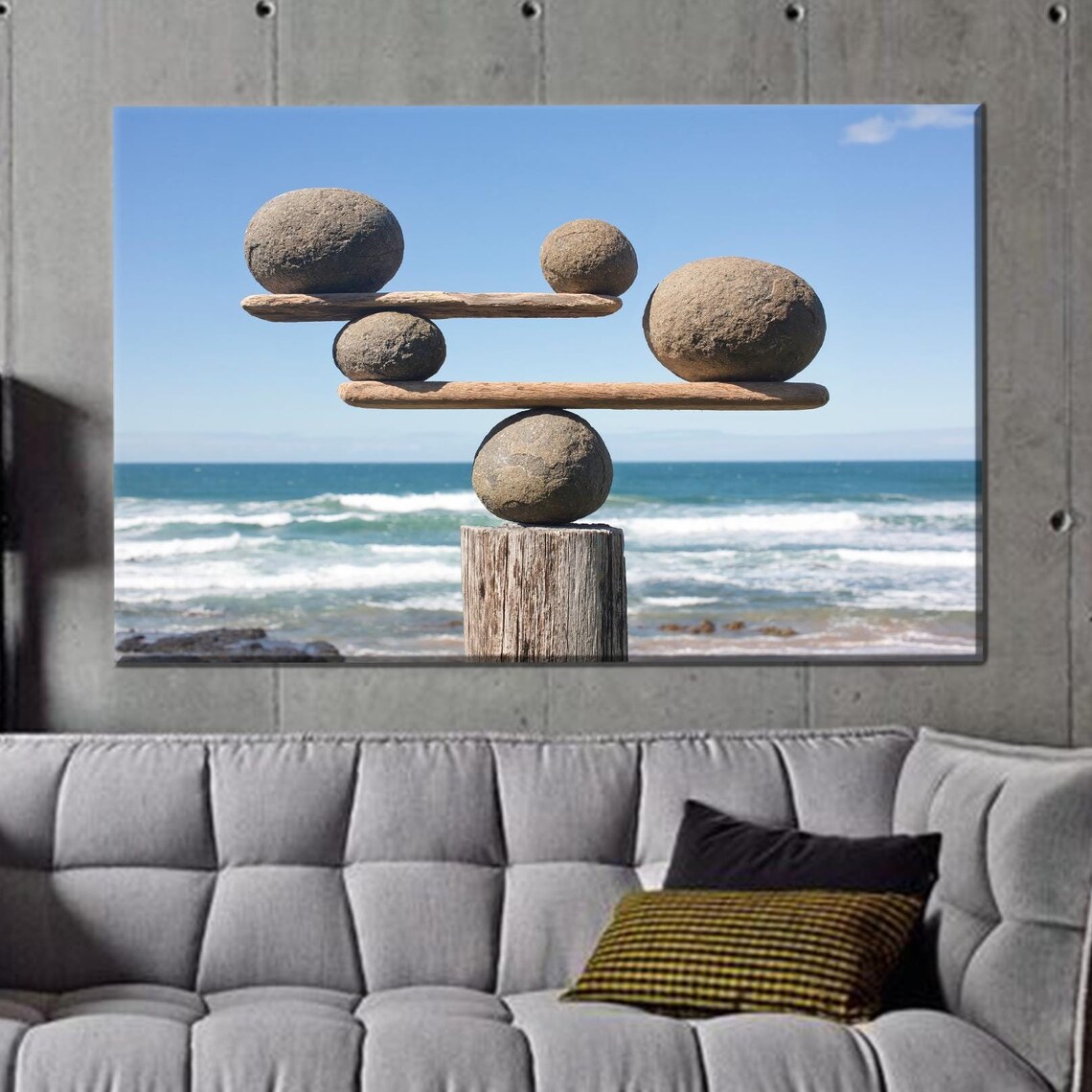 Balanced Stone Cairn Beach Zen Rocks Photography Calm Art Poster