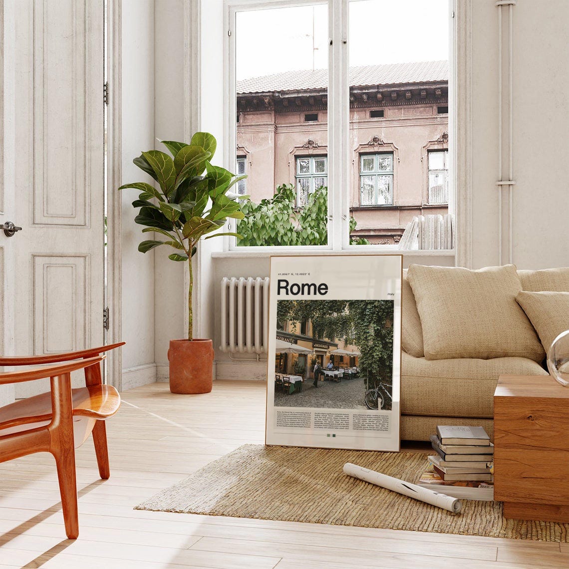 Rome Italy Travel Poster City Guide With Photo And Coordinates - Image 4