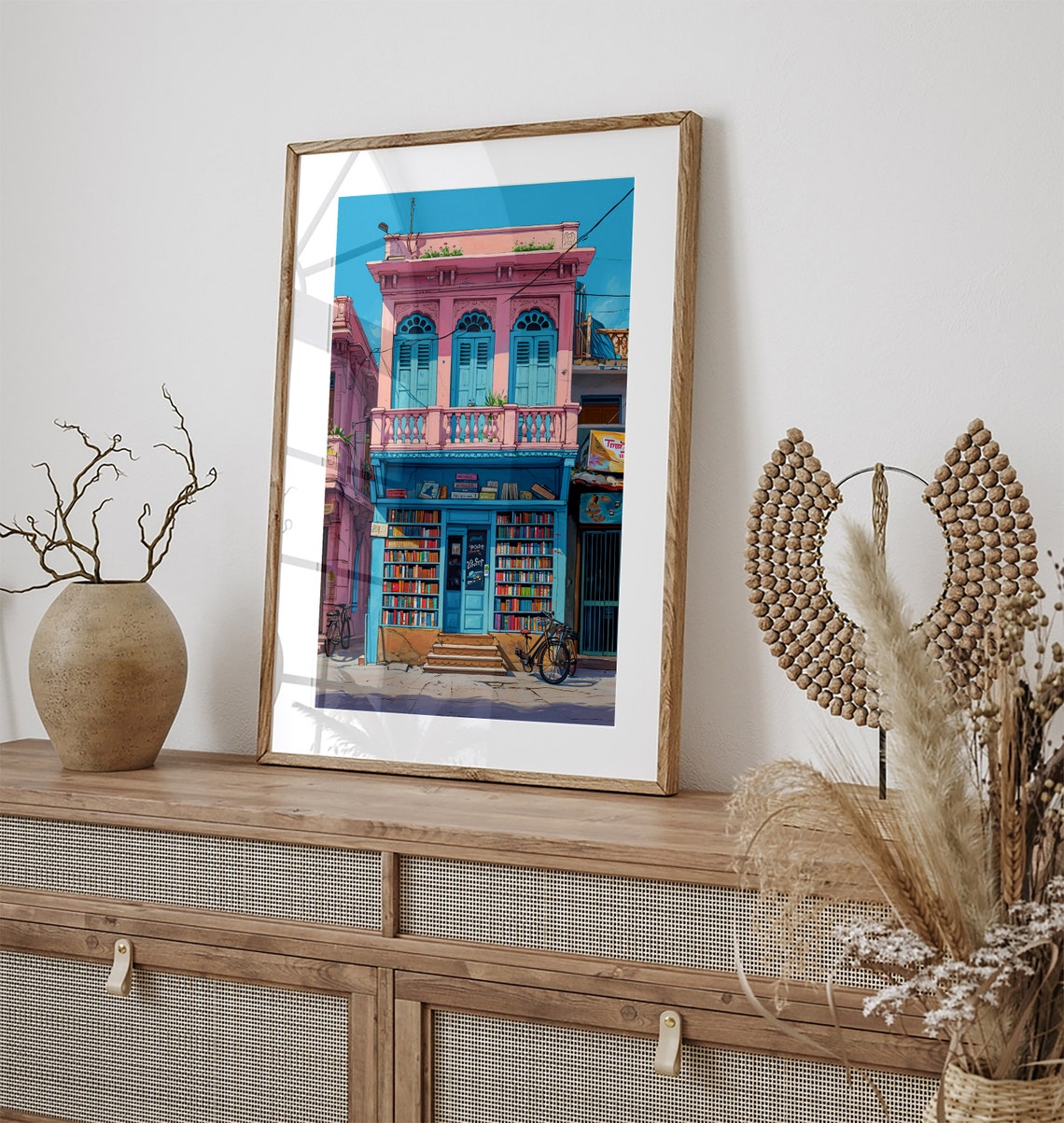 Indian Bookshop Illustration Bookshop Art Printa Bookshop Poster Book Art Print Reading Art Print Indian Art Books Art Print - Image 3