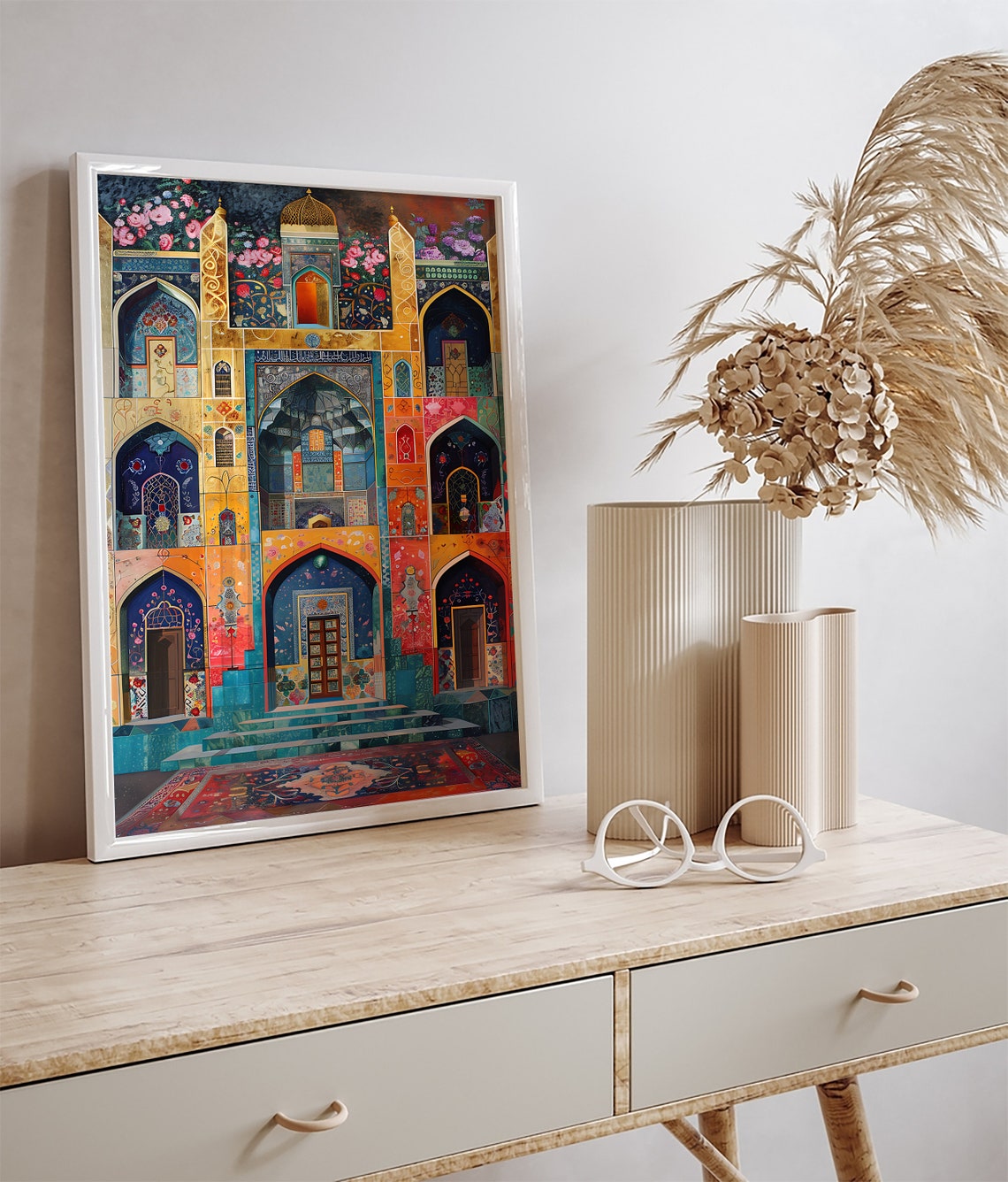 Colorful Persian Mosaic Tilework Monument Archway Architecture Poster - Image 3