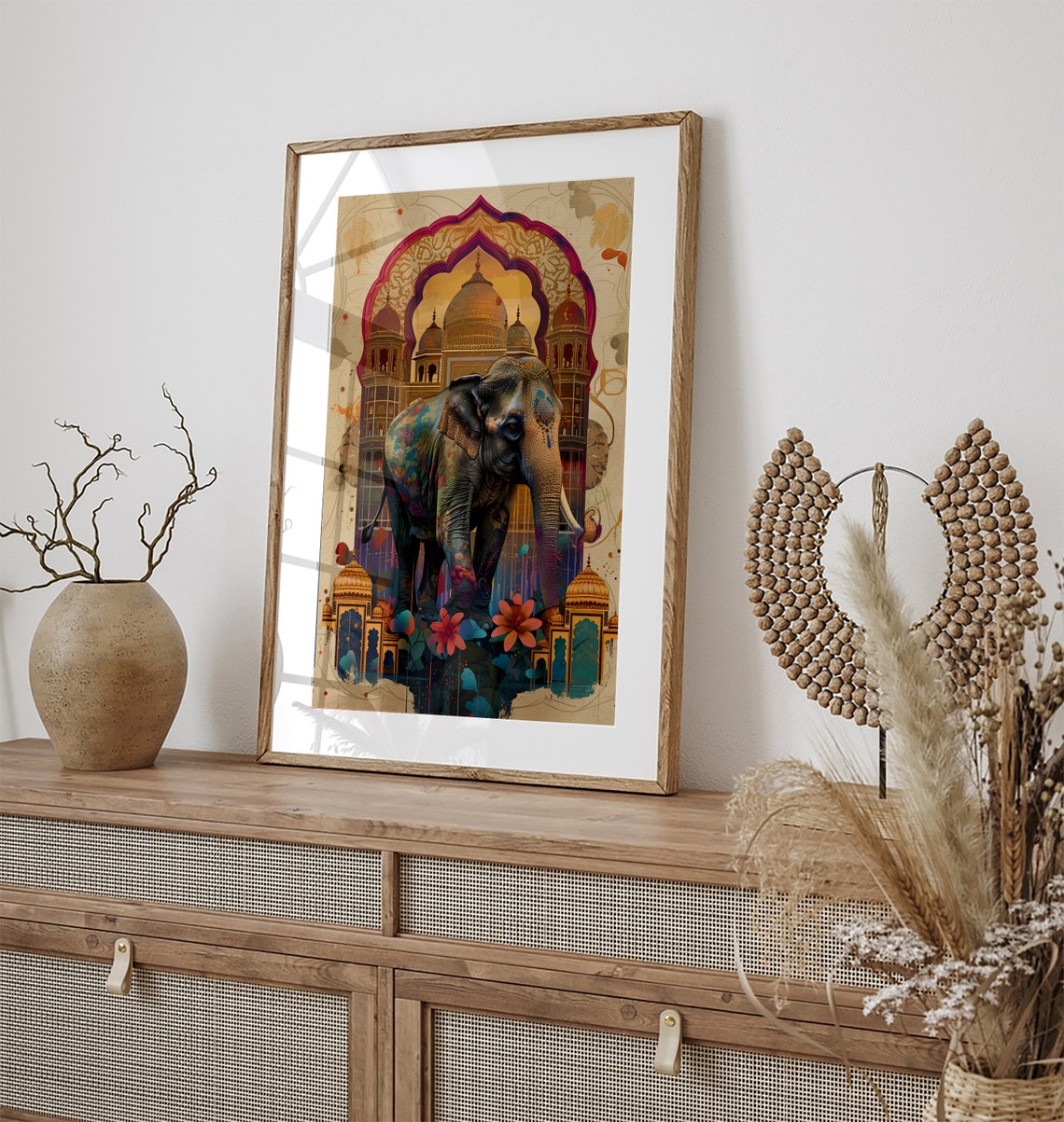 Royal Indian Elephant Before A Golden Domed Palace Mixed Media Art Poster - Image 3