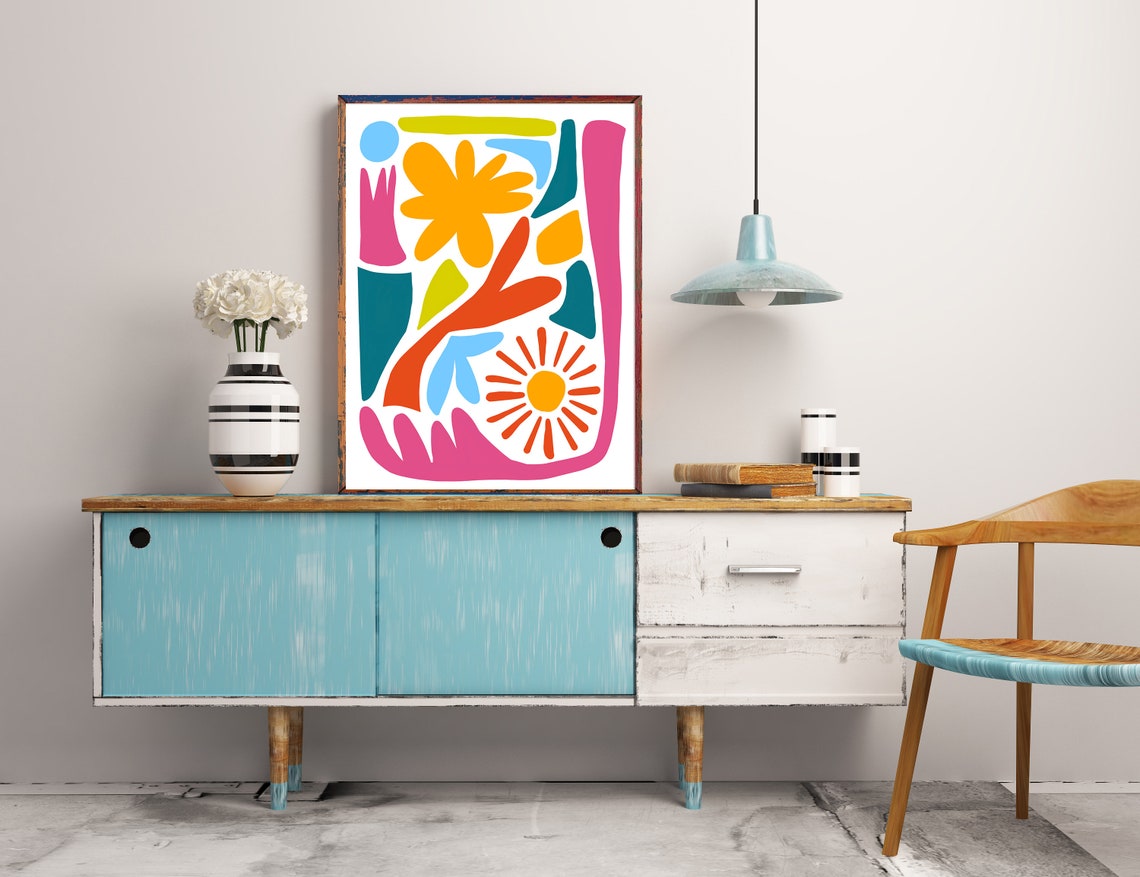 Colorful Cutout Shapes Matisse Style Modern Abstract Art Poster - Image 2