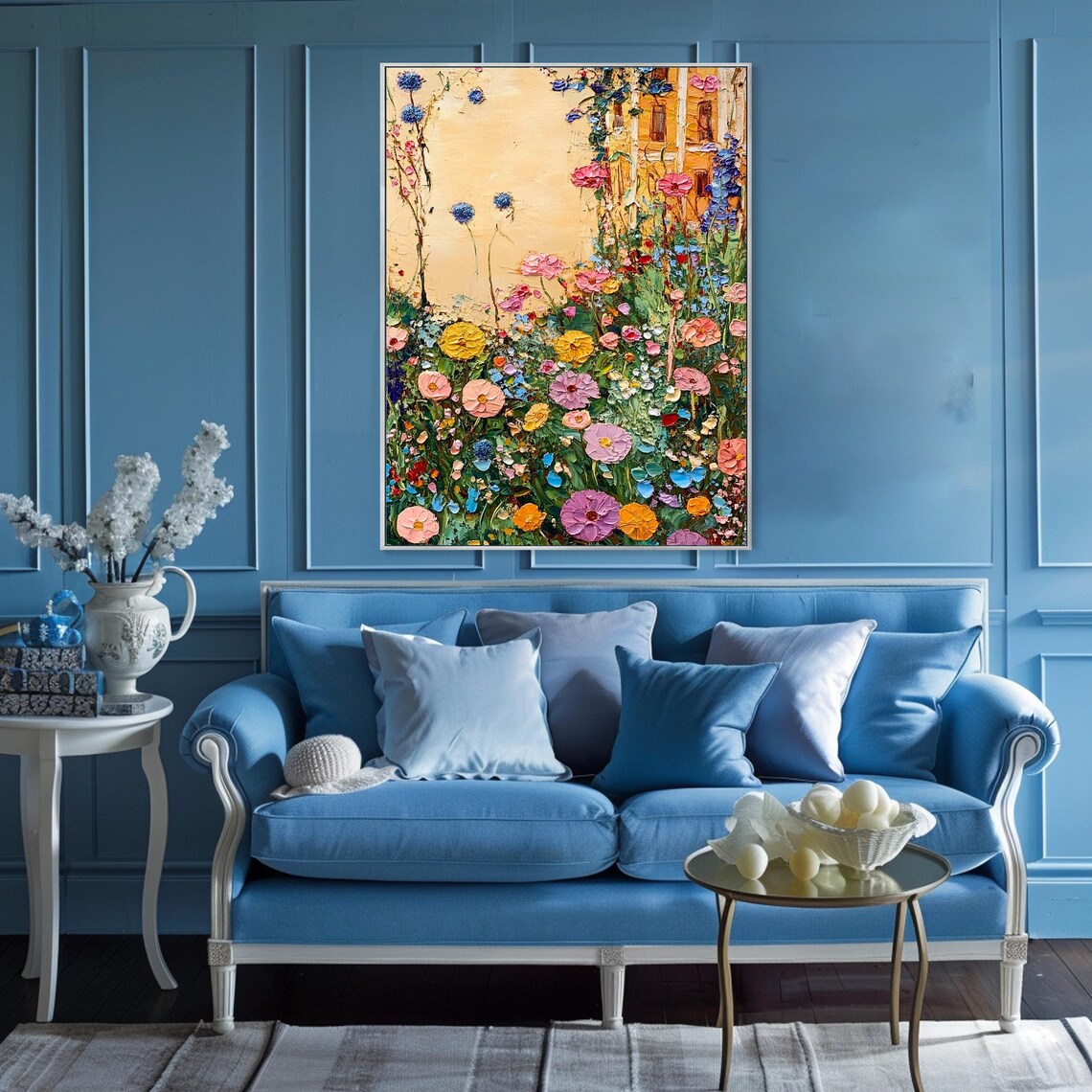 Wildflower Garden Tall Blooms Cream Background Floral Art Poster - Image 3