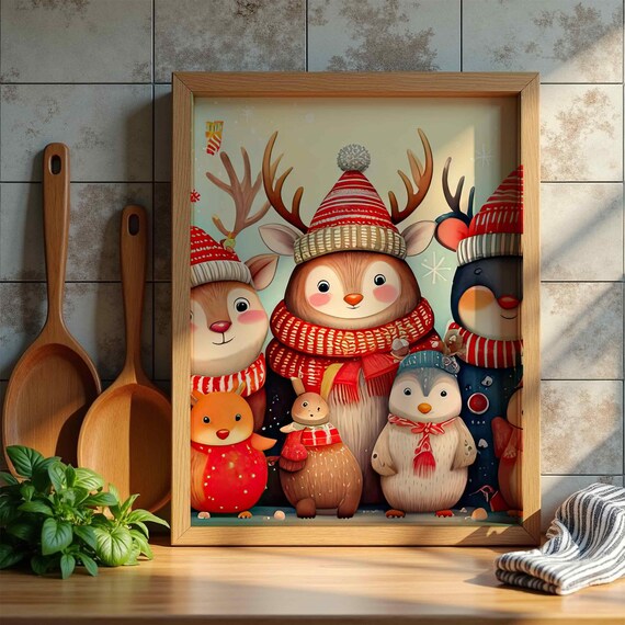 Christmas Wall Art Vintage Holiday Decor Retro Cozy Festive Designs Instant Cute Trendy