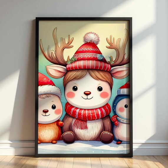 Christmas Wall Art Vintage Holiday Decor Retro Cozy Festive Designs Instant Cute Trendy