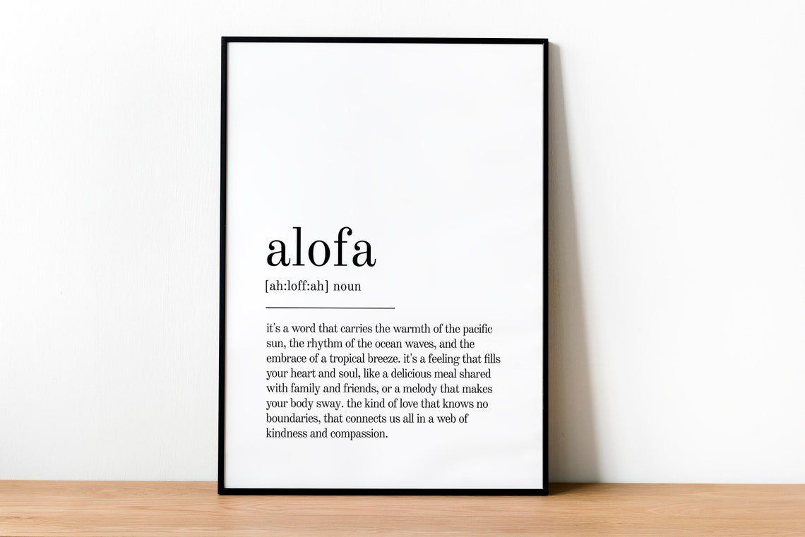 Alofa Dictionary Definition Minimalist Typography Gift Poster - Image 2