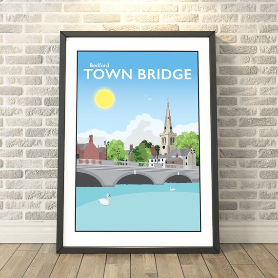 Bedford Town Bridge Travel Poster, Memory Capture