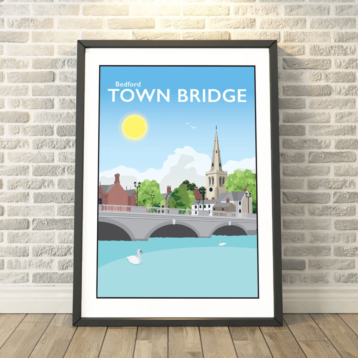Bedford Town Bridge Travel Poster, Memory Capture