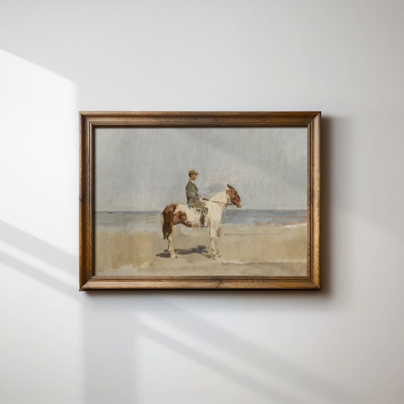 Vintage Horse Coastal Wall Art, Equestrian Art Print