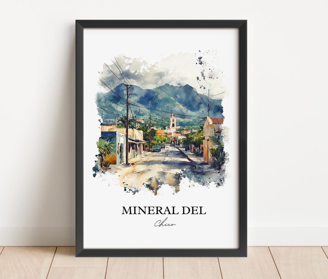 Mineral Del Chico Wall Art Mexico Print Watercolor Gift Travel Poster Housewarming - Image 4