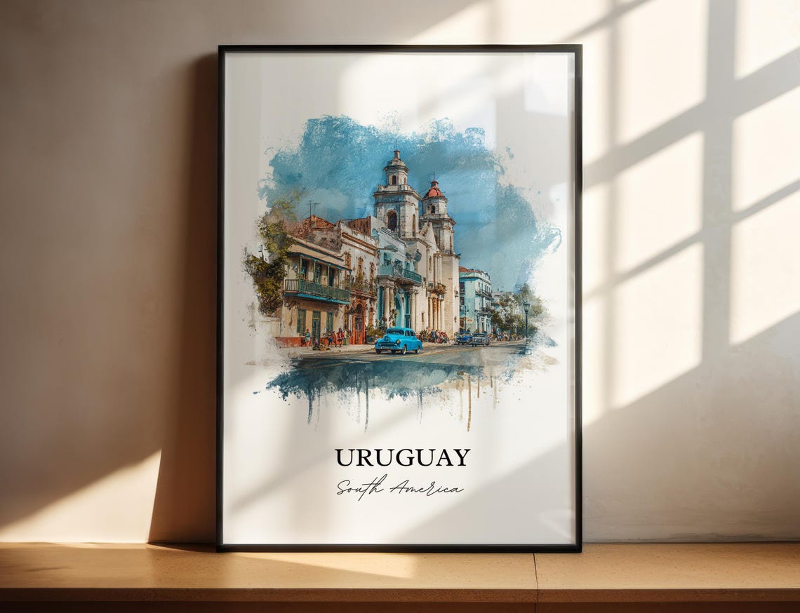 Uruguay Wall Art Print Watercolor Gift South America Travel Poster Housewarming