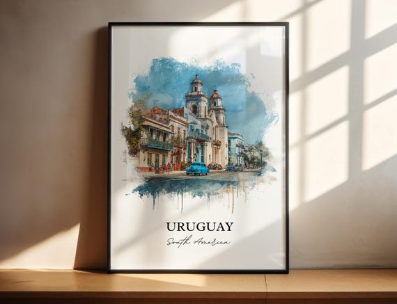 Uruguay Wall Art Print Watercolor Gift South America Travel Poster Housewarming
