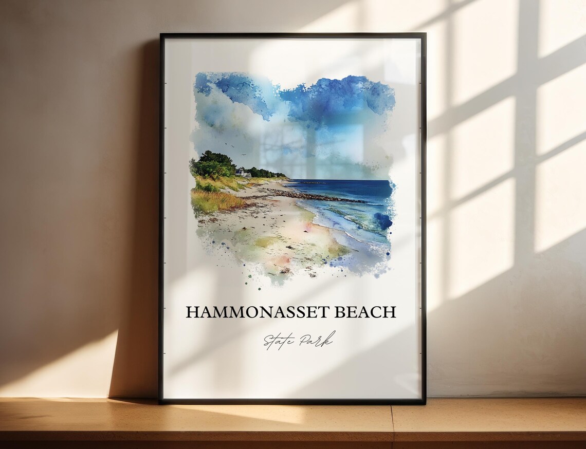 Hammonasset Beach, Connecticut Watercolor Travel Poster