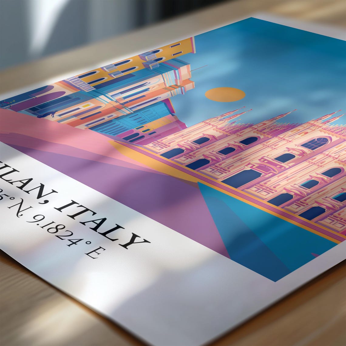 Milan Italy Cathedral Sunset Plaza Retro Travel Coordinates Art Poster - Image 6