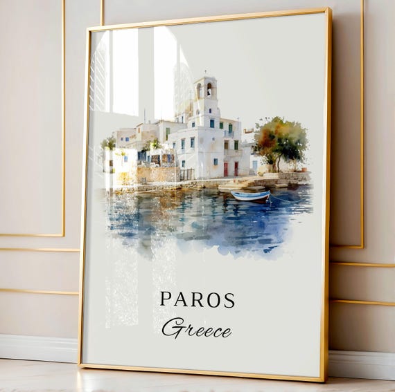 Paros Greece Travel Poster, Parikia Custom Text