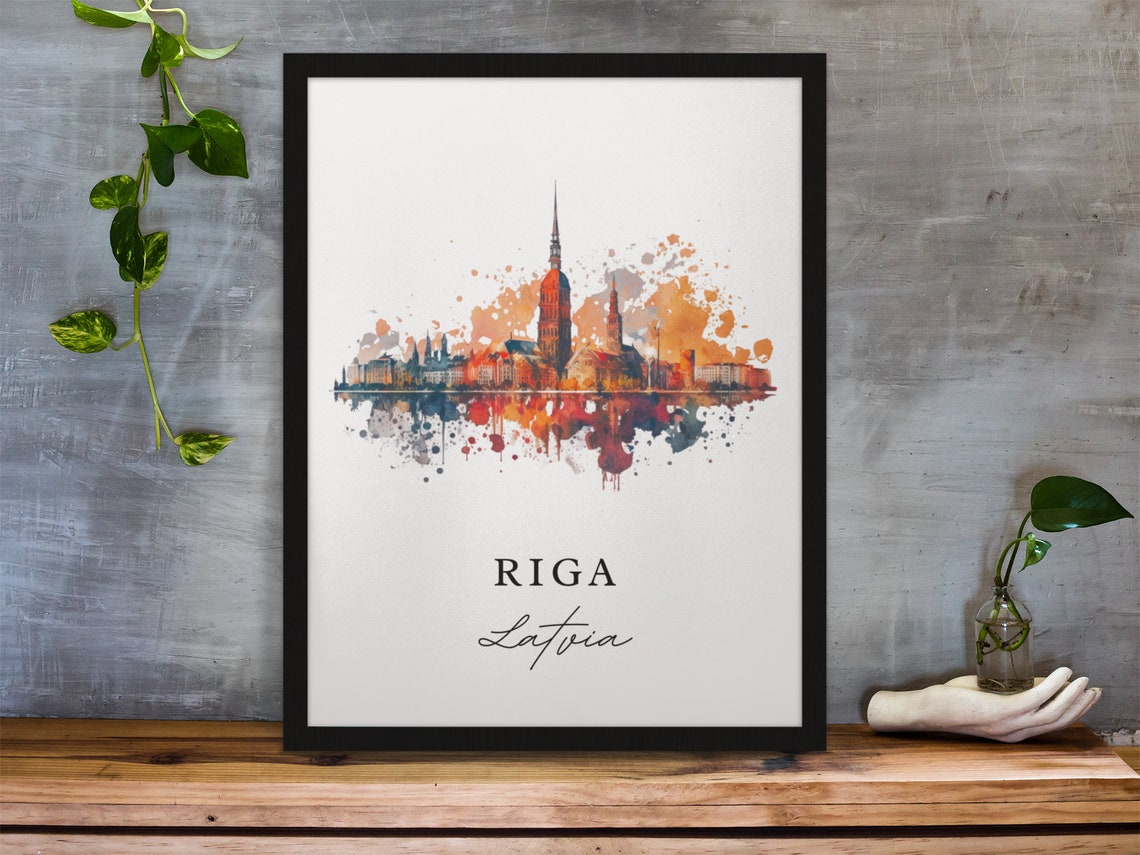 Riga Latvia Travel Poster, Custom Text Wall Art