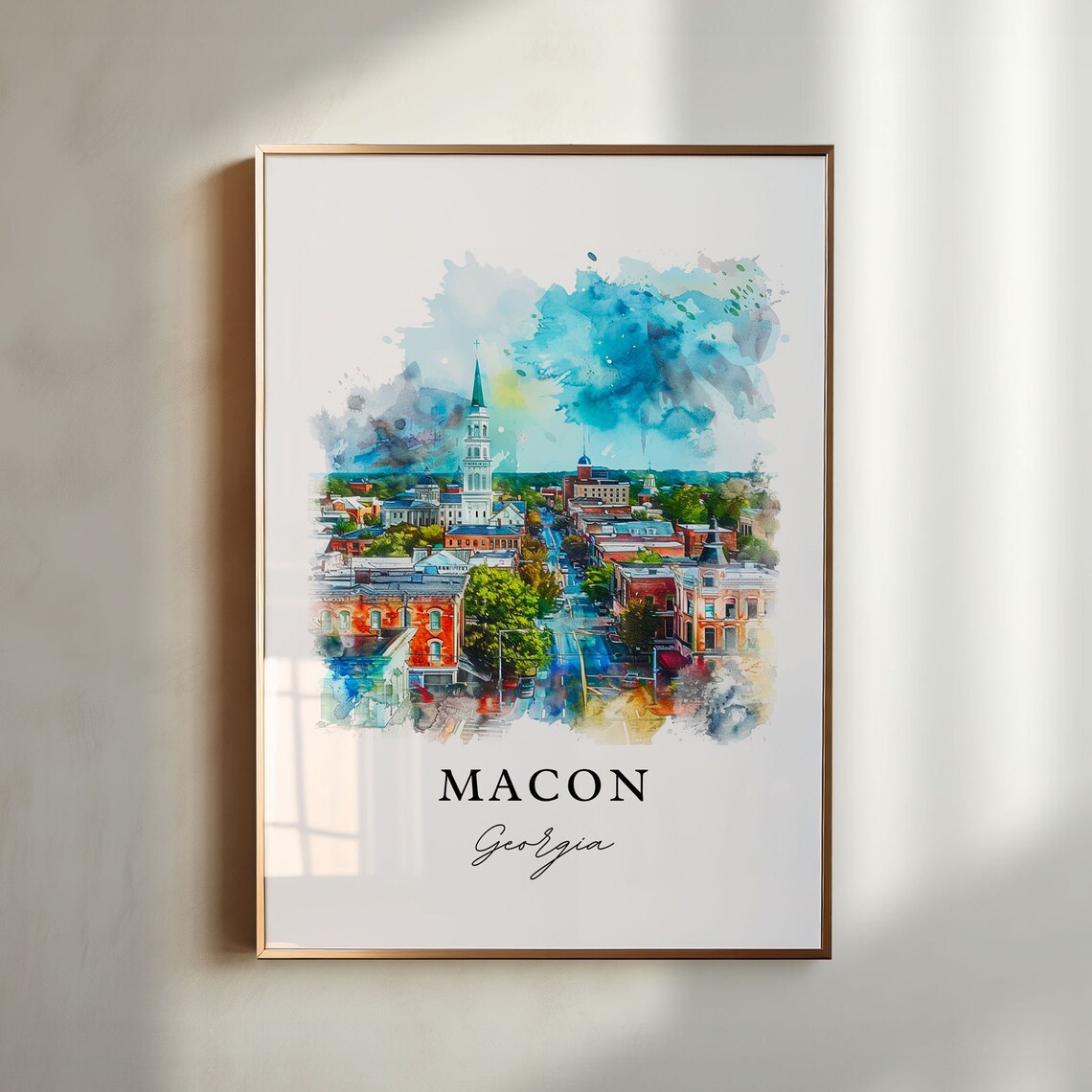 Macon Georgia Watercolor Art Print, Travel Poster