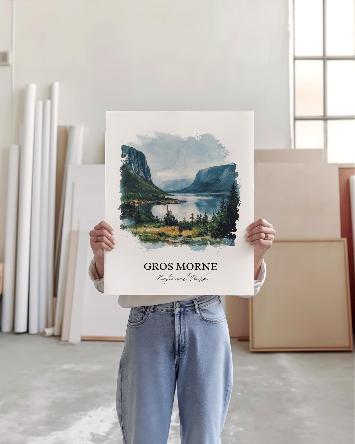 Gros Morne National Park Newfoundland Fjord Watercolor Poster - Image 5