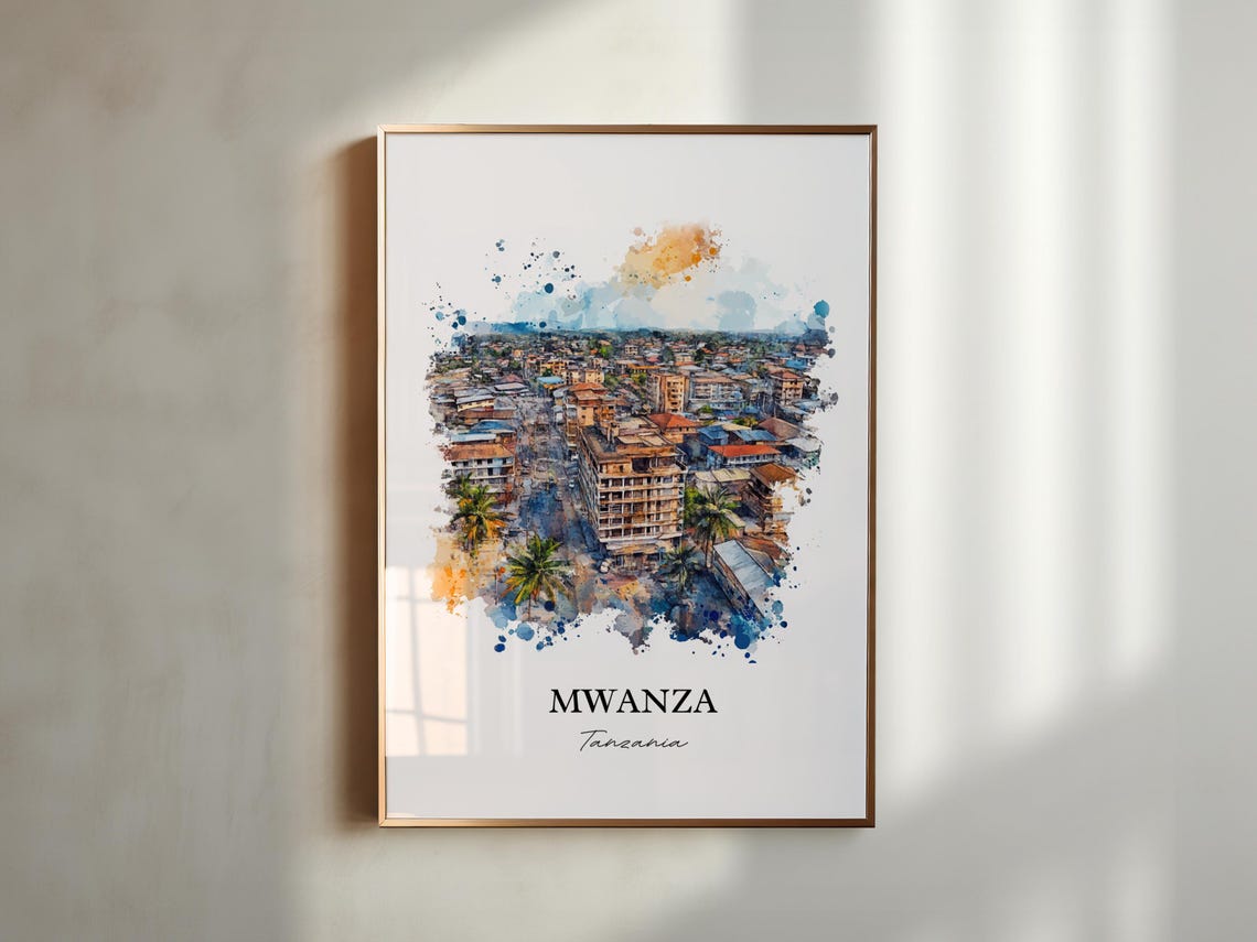 Mwanza Wall Art Tanzania Print Watercolor Gift Travel Poster Housewarming - Image 6