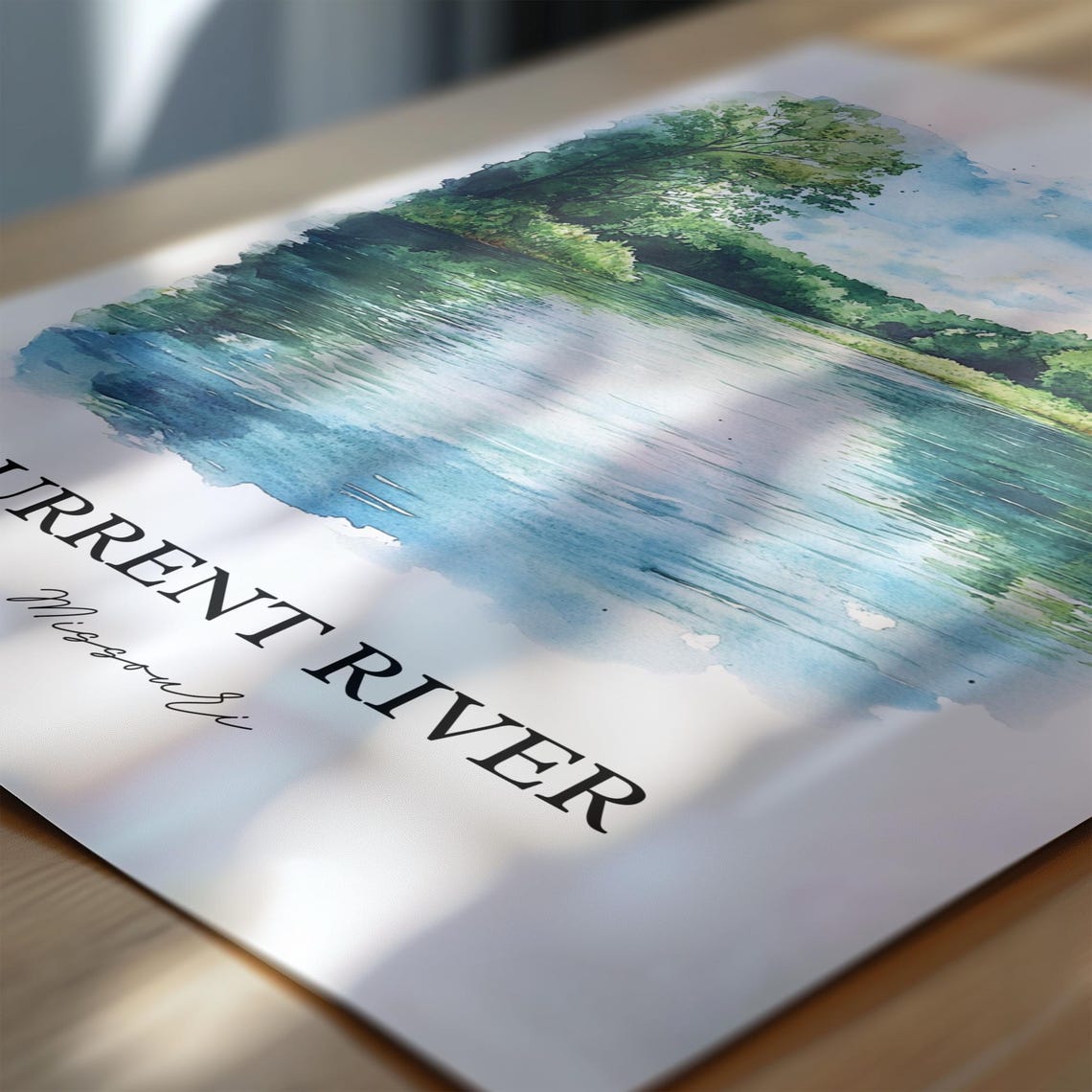 Current River Missouri Emerald Water Forest Watercolor River Poster - Image 6
