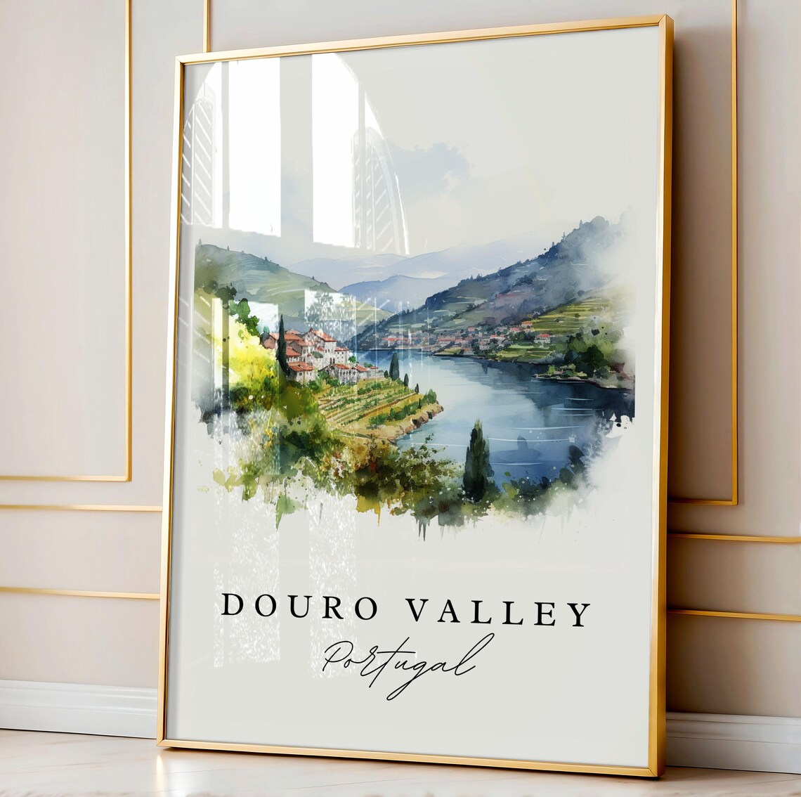 Douro Valley Portugal Vineyard River Watercolor Travel Poster - Image 5