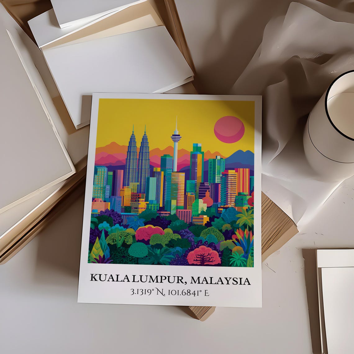 Kuala Lumpur Malaysia Sunset Twin Towers Jungle Foreground Poster - Image 4