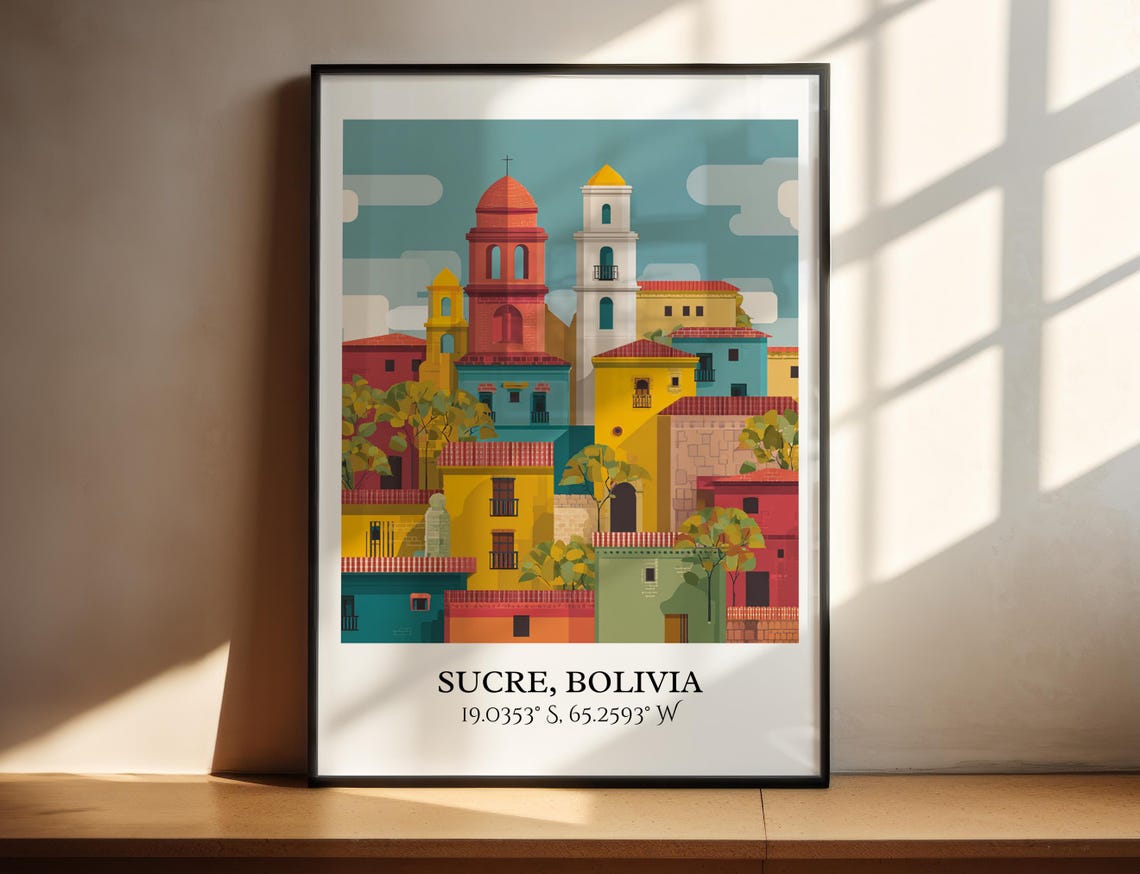 Sucre Bolivia Art Retro Travel Home Decor Gift Prints Housewarming