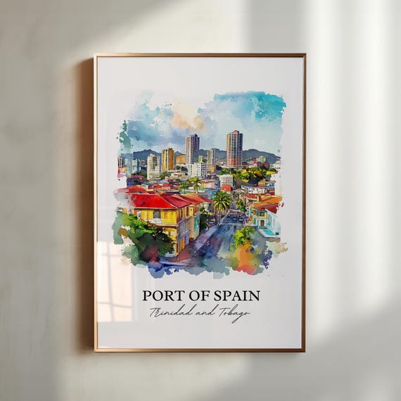 Port Of Spain Trinidad And Tobago Watercolor Travel Poster