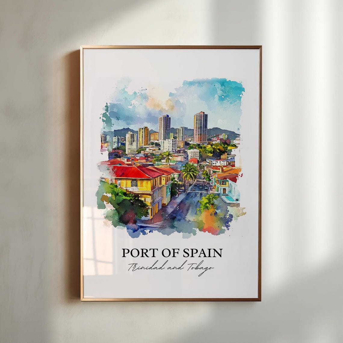 Port Of Spain Trinidad And Tobago Watercolor Travel Poster