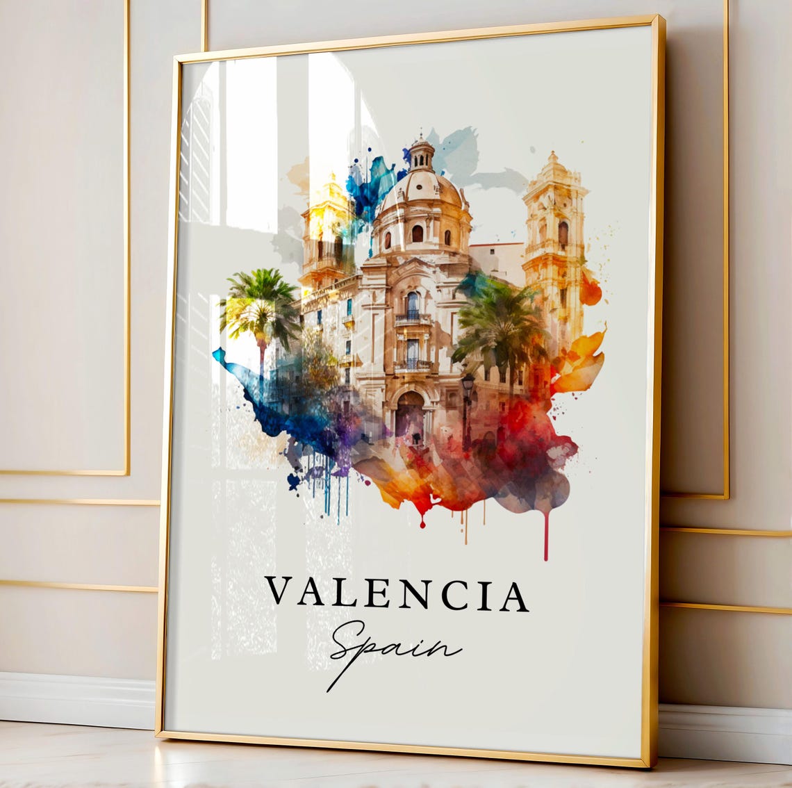 Valencia Spain Travel Poster, Custom Text Art Print - Image 4