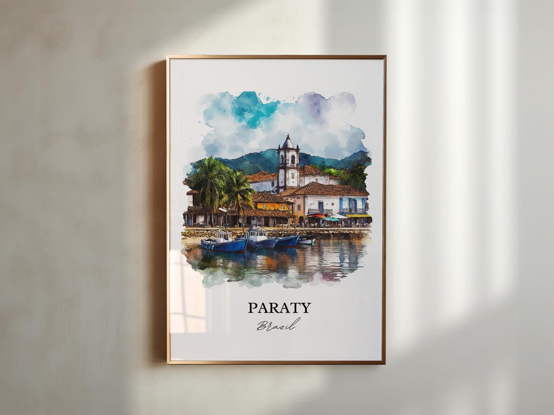 Paraty Brazil Watercolor Travel Poster, Costa Verde - Image 2